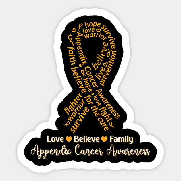 Appendix Cancer Awareness 2024 Family Men Women Kids Friends Sticker by AimArtStudio